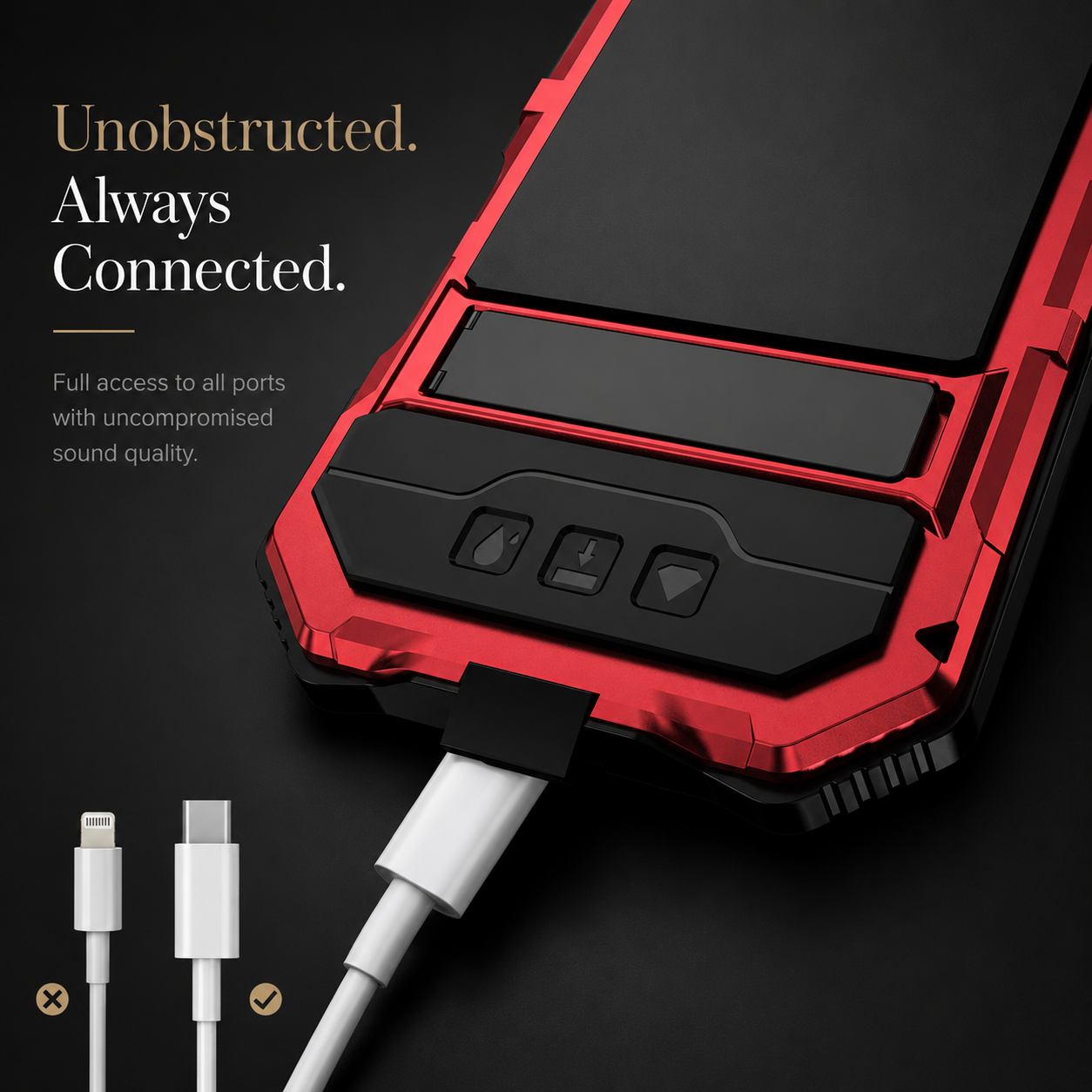 Premium iPhone Case Full Body Aluminum Armor Design with Camera Lens Protection, Built In Screen Guard, Heavy Duty Shockproof Construction and Secure Grip
