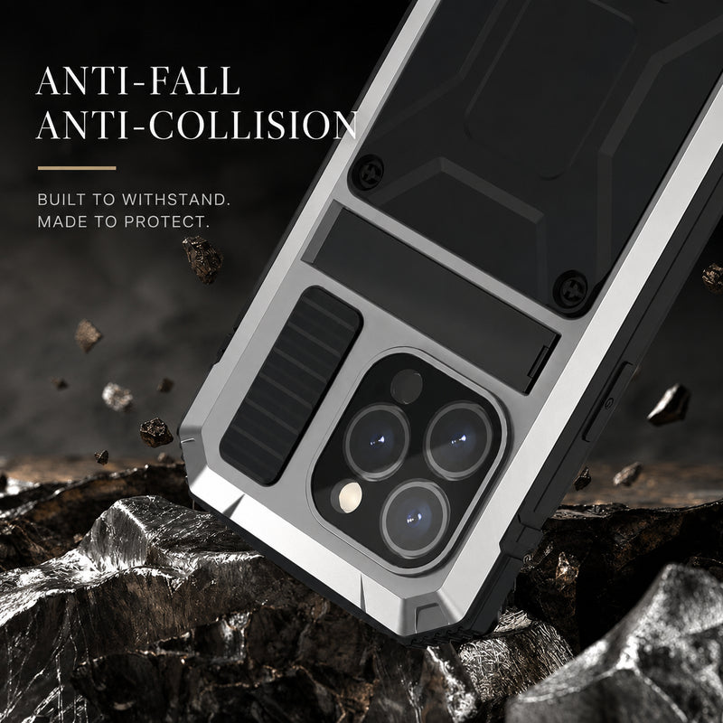 Premium iPhone Case Full Body Aluminum Metal Design with Camera Lens Protection, Built In Screen Guard, Shockproof Dustproof Structure and Secure Grip