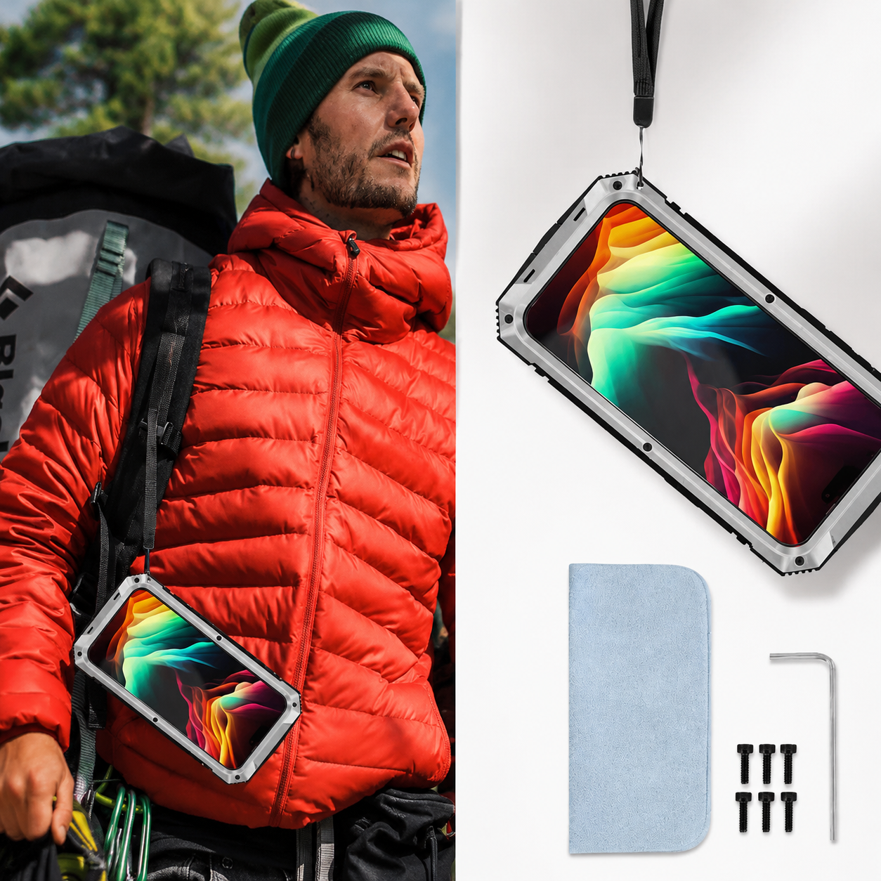Premium iPhone Case Full Body Aluminum Metal Design with Camera Lens Protection, Built In Screen Guard, Shockproof Dustproof Structure and Secure Grip