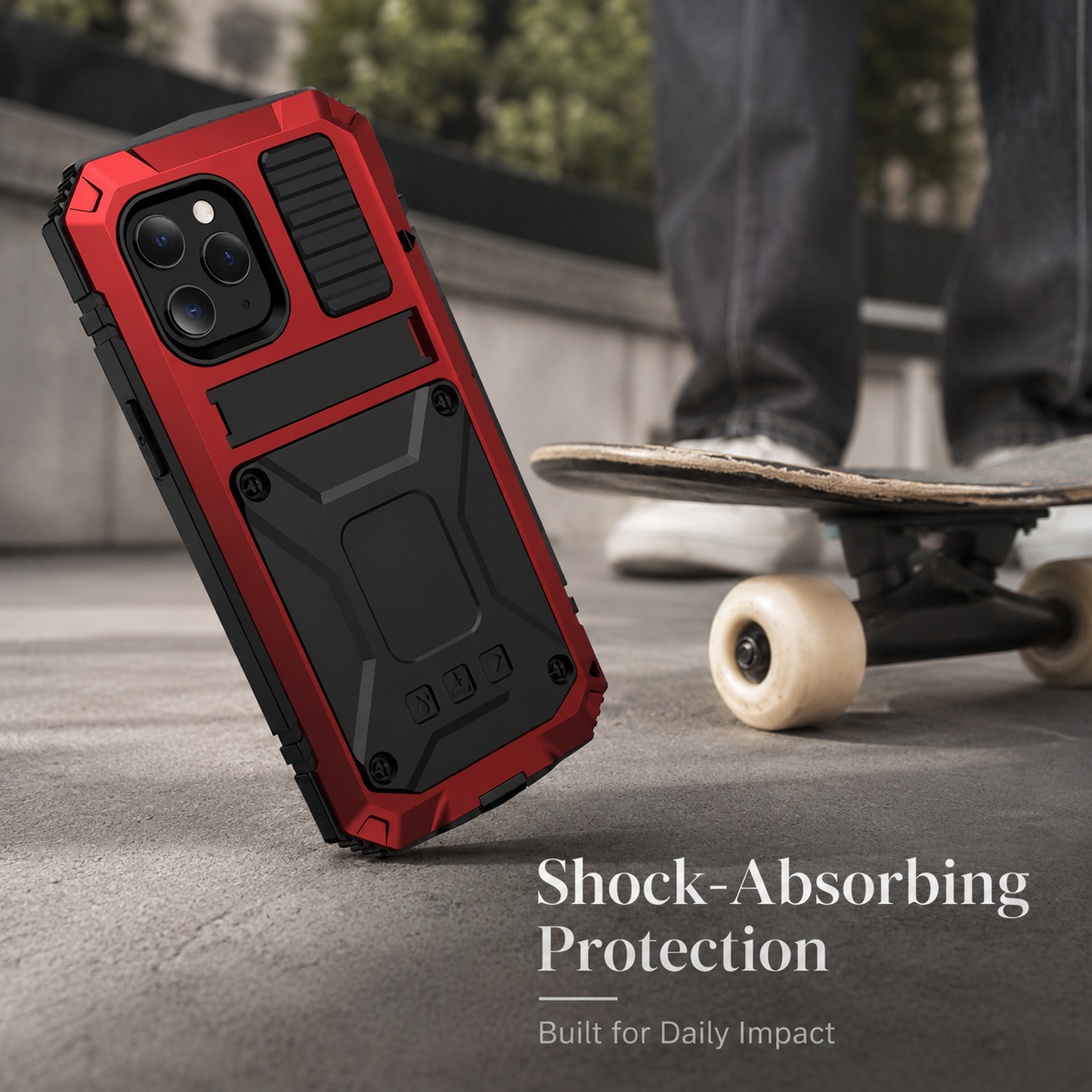Premium iPhone Case Full Body Aluminum Metal Design with Camera Lens Protection, Built In Screen Guard, Shockproof Dustproof Structure and Secure Grip