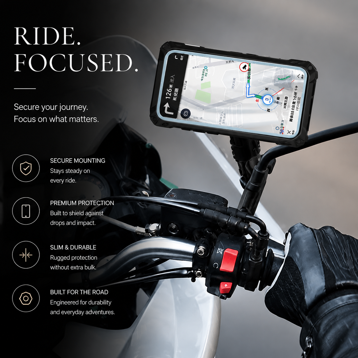 Premium iPhone Case Full-Body Military Protection with Built-In Screen Protector, Sliding Camera Guard, Kickstand and Non-Slip Shockproof Design