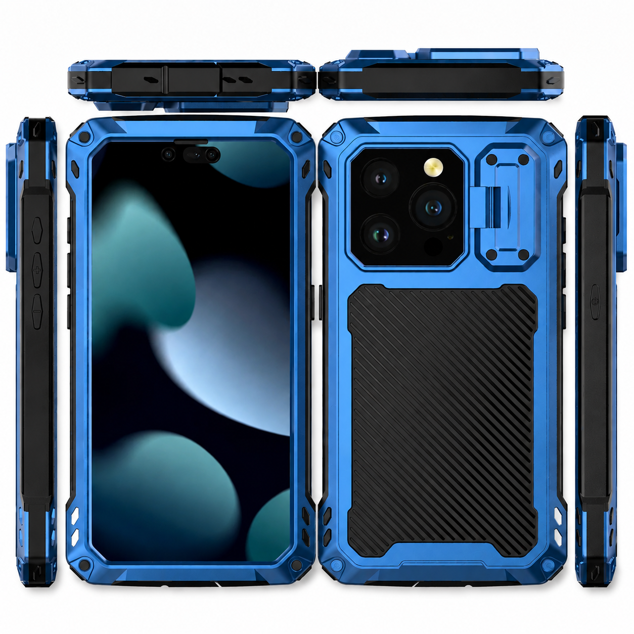 Premium iPhone Case Full-Body Military Protection with Built-In Screen Protector, Sliding Camera Guard, Kickstand and Non-Slip Shockproof Design