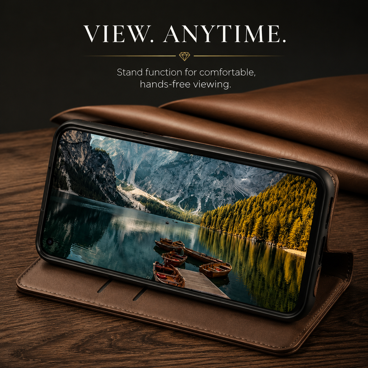 Premium iPhone Case Genuine Leather Flip Cover Card Holder Shockproof Non Slip Grip Full Protection Durable Protective Case Luxury Design Magnetic Closure