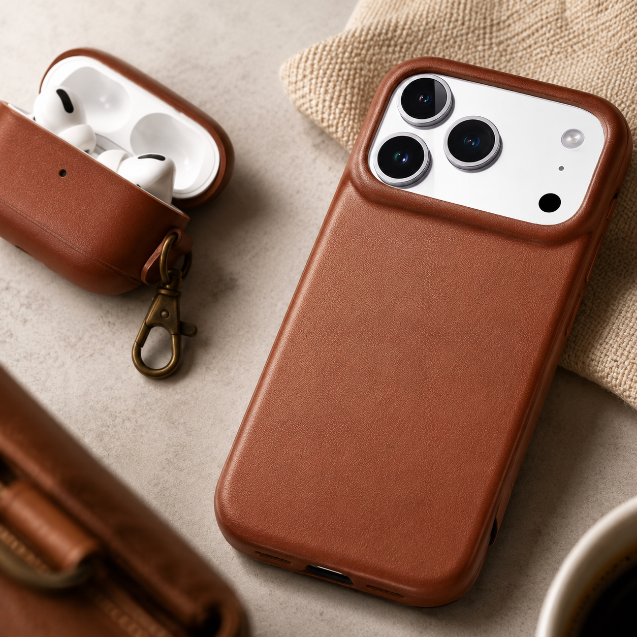 Premium iPhone Case Genuine Leather Folio Cover with Magnetic Closure, Camera Lens Protection, Wireless Charging Support and Shockproof Design