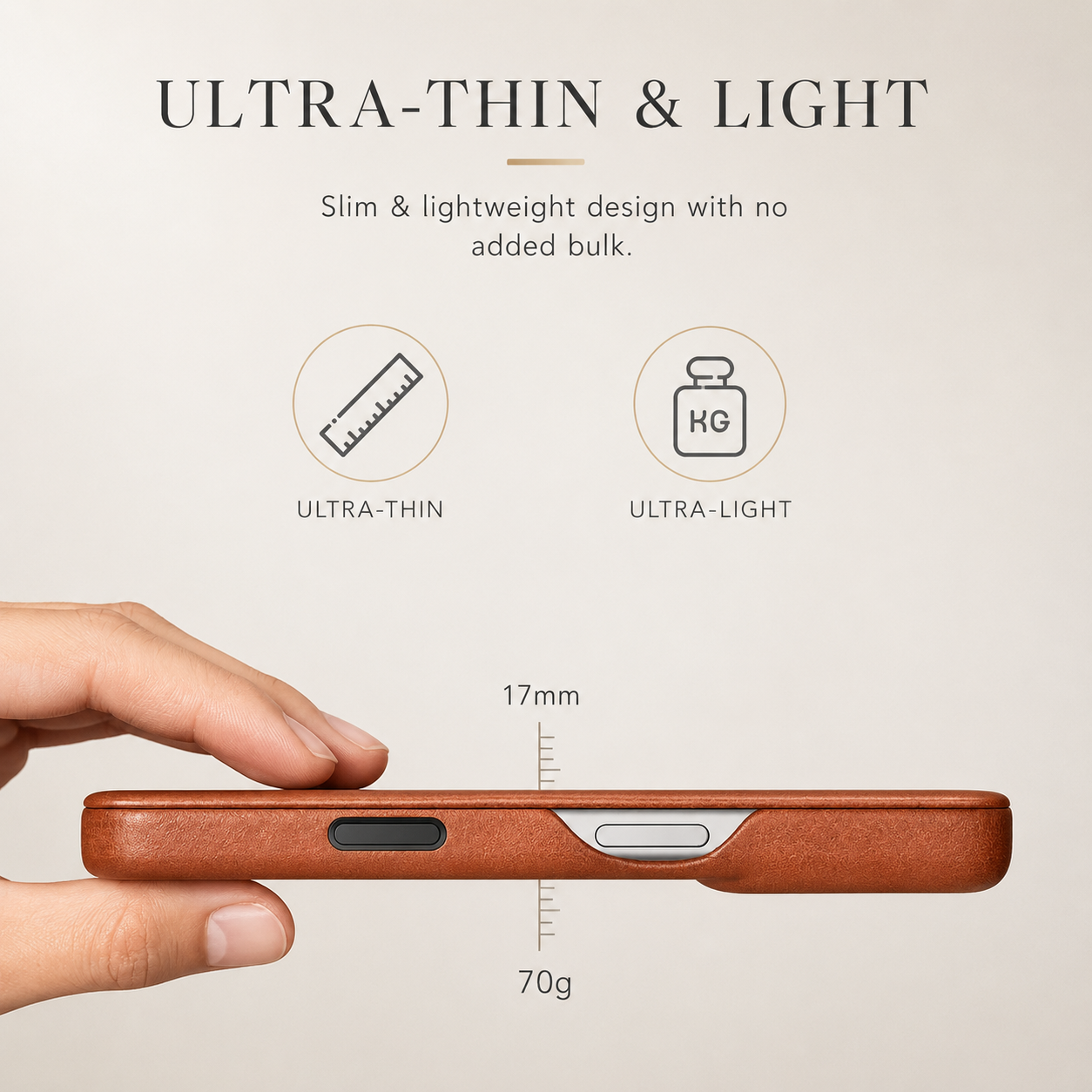 Premium iPhone Case Genuine Leather Folio Cover with Magnetic Closure, Camera Lens Protection, Wireless Charging Support and Shockproof Design