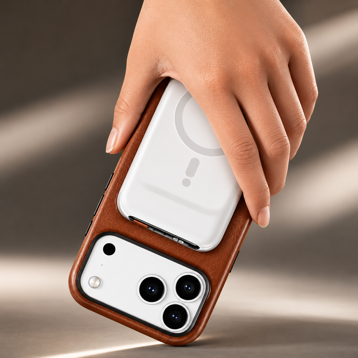 Premium iPhone Case Genuine Leather MagSafe Compatible Cover, Shockproof Full-Coverage Protection with Anti-Fingerprint Finish and Non-Slip Grip