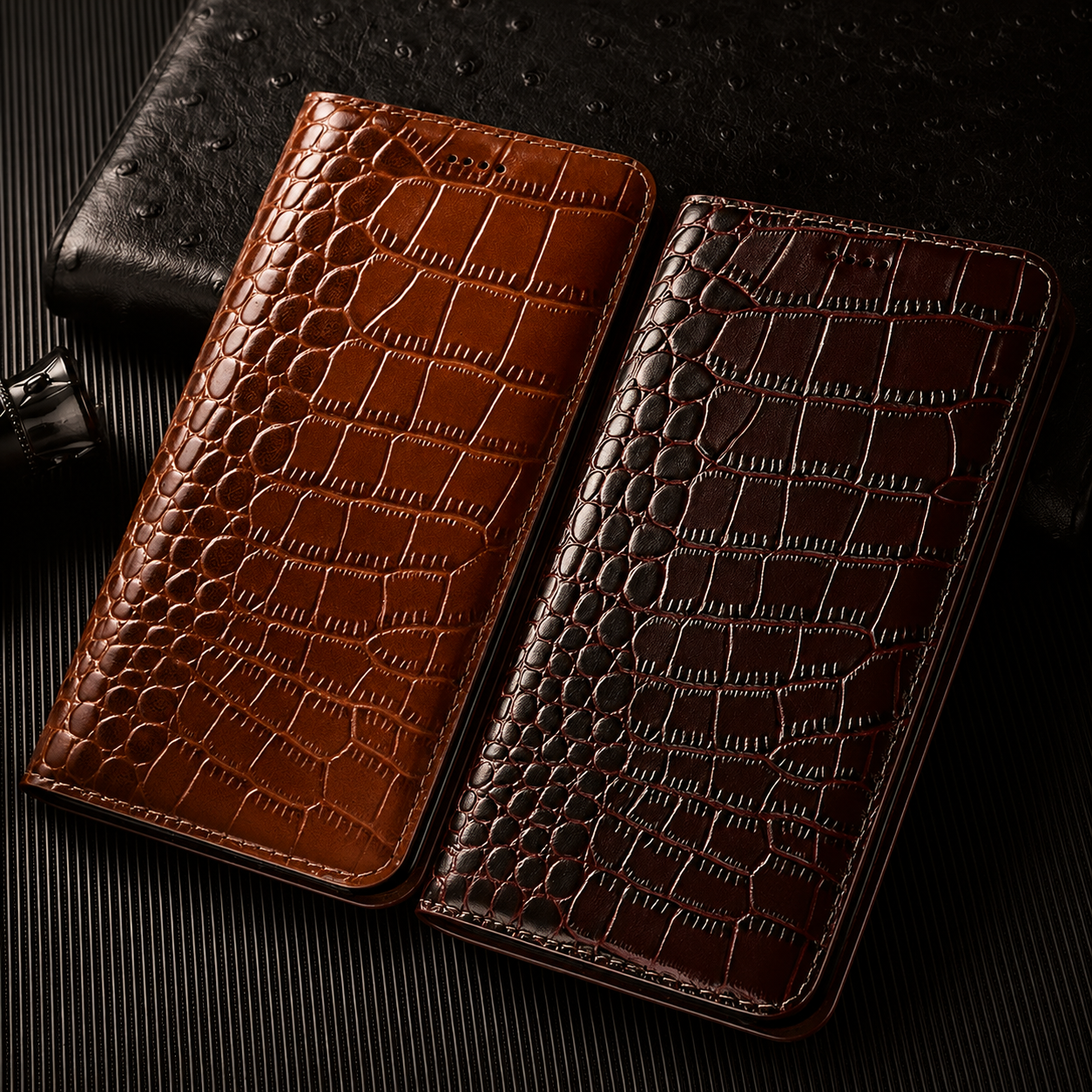 Premium iPhone Case Genuine Leather Wallet Cover Camera Lens Protection Magnetic Flip Kickstand Full Coverage Anti Scratch Non Slip Design