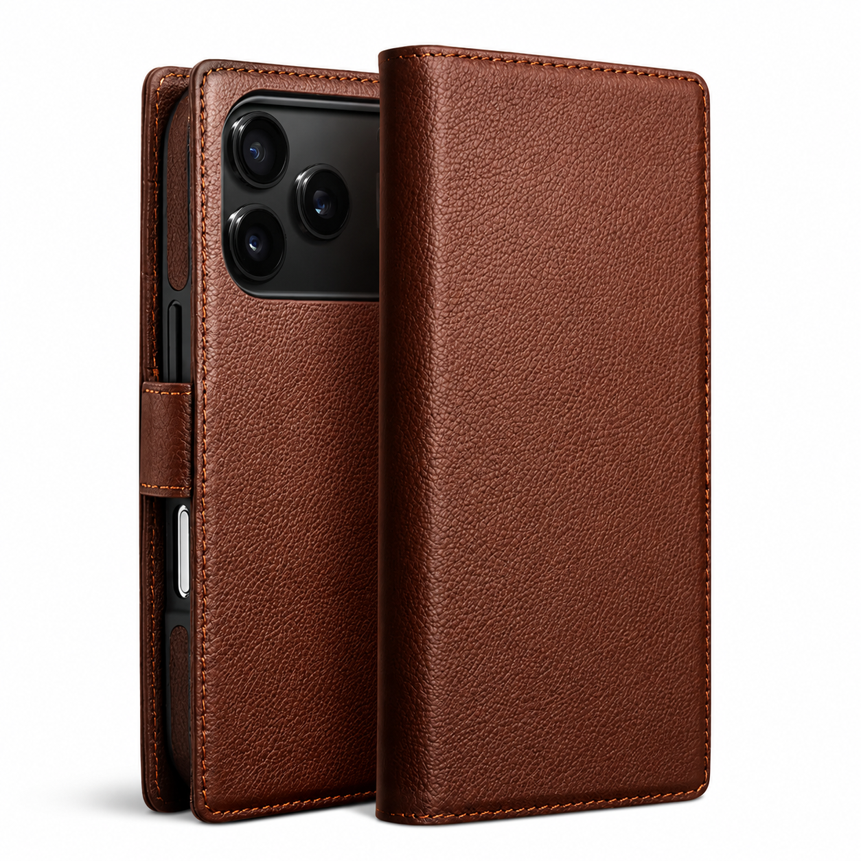 Premium iPhone Case Genuine Leather Wallet Cover Card Holder Flip Stand Protective Case Shockproof Ultra Slim Design Anti Fingerprint Everyday Carry