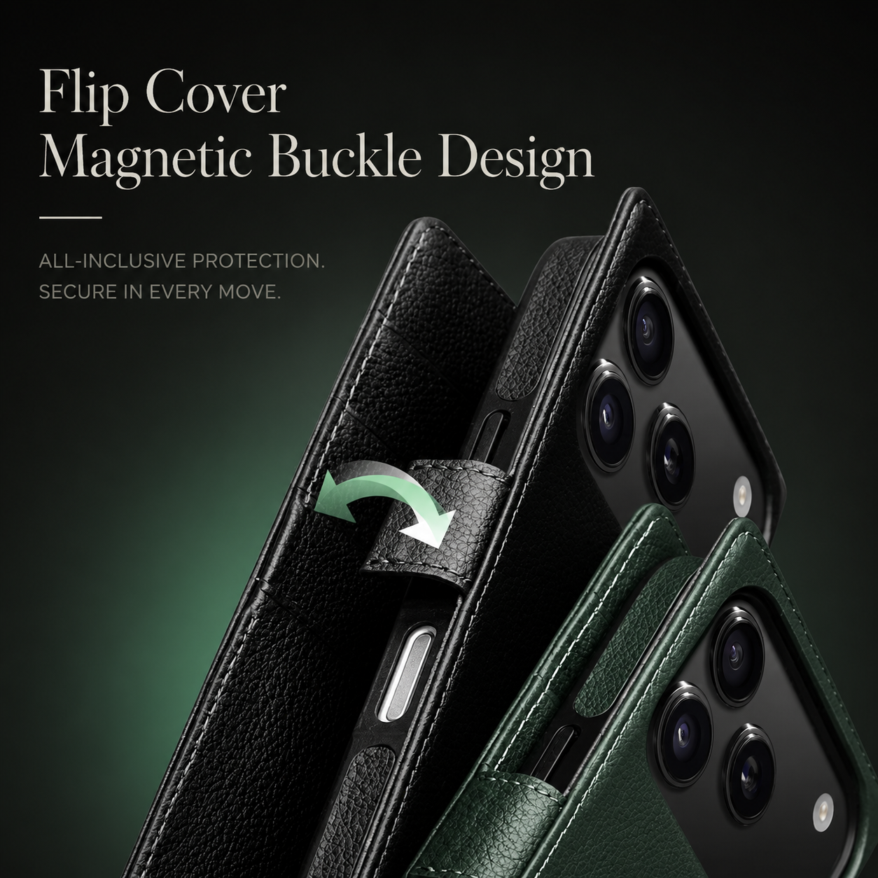 Premium iPhone Case Genuine Leather Wallet Cover Card Holder Flip Stand Protective Case Shockproof Ultra Slim Design Anti Fingerprint Everyday Carry
