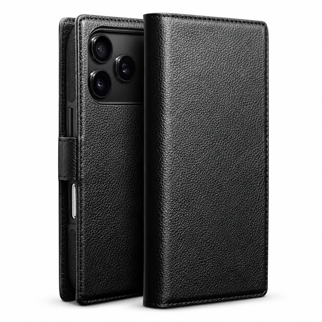 Premium iPhone Case Genuine Leather Wallet Cover Card Holder Flip Stand Protective Case Shockproof Ultra Slim Design Anti Fingerprint Everyday Carry