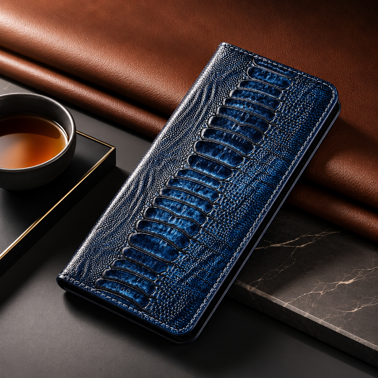 Premium iPhone Case Genuine Leather Wallet Cover Card Holder Magnetic Closure Kickstand Protective Cover Water Resistant Anti Fingerprint Design