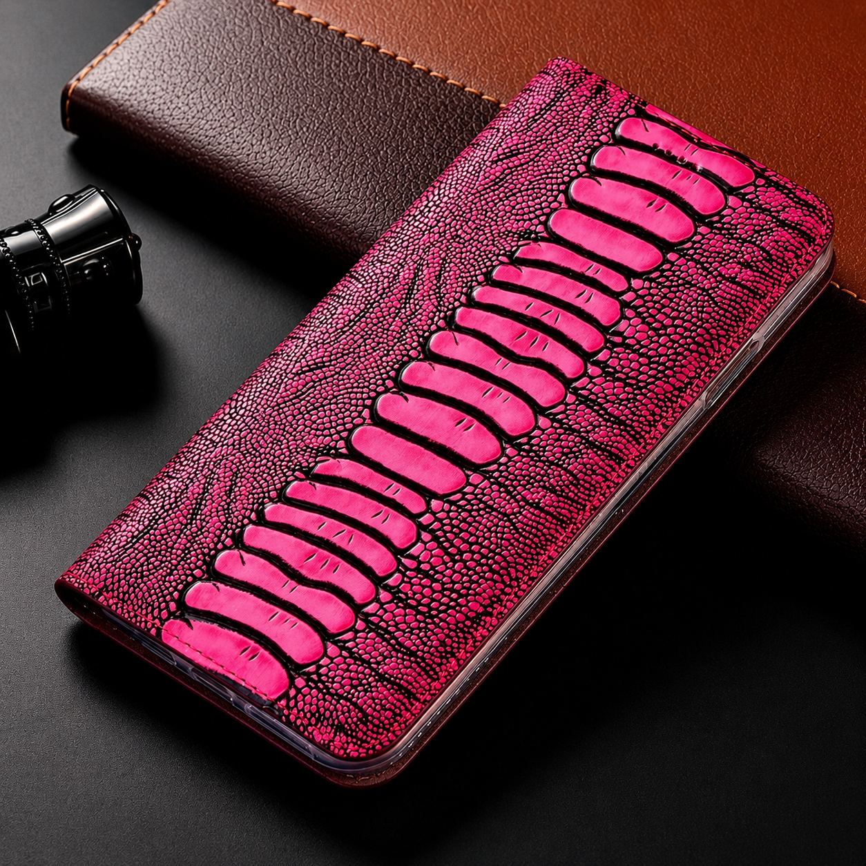 Premium iPhone Case Genuine Leather Wallet Cover Card Holder Magnetic Closure Kickstand Protective Cover Water Resistant Anti Fingerprint Design