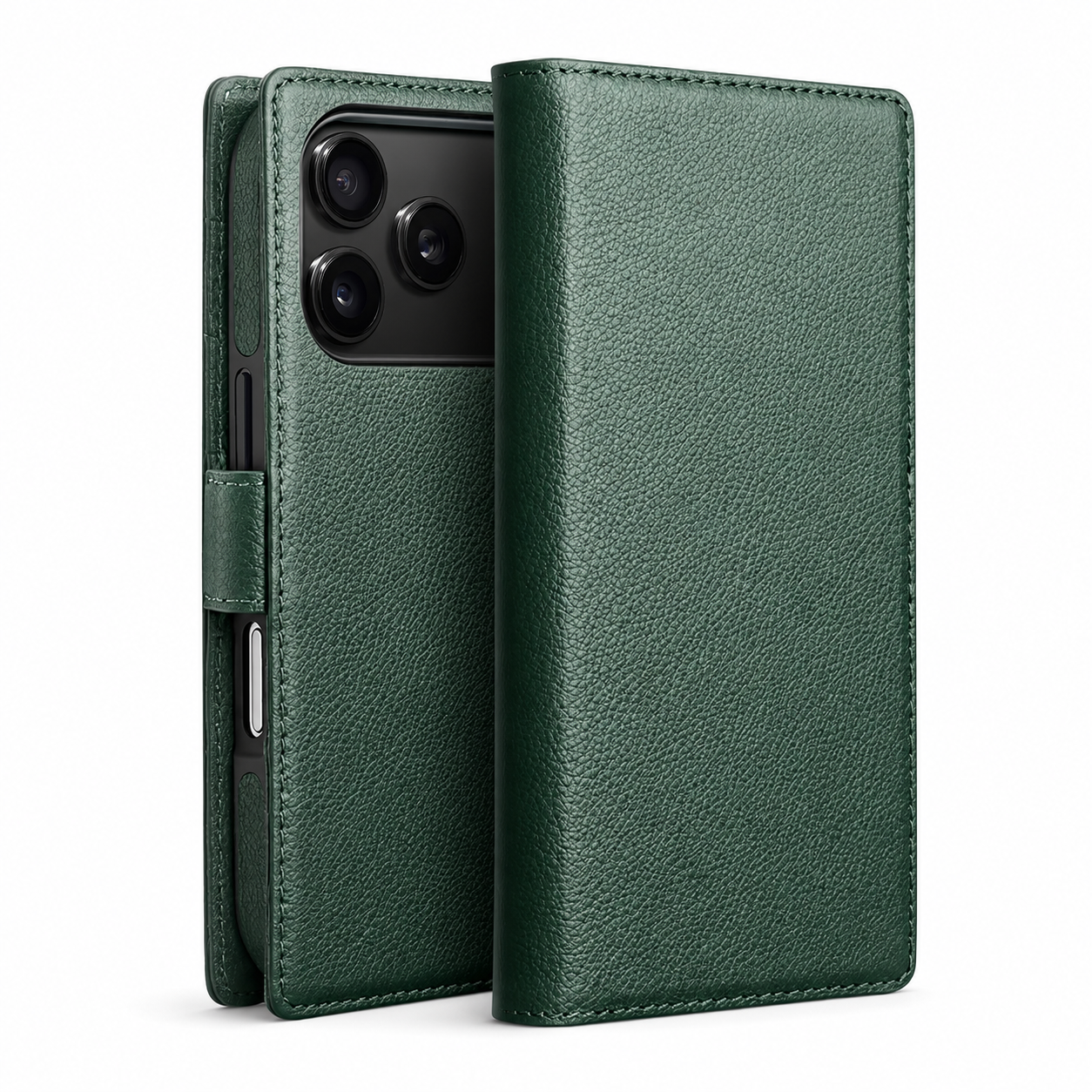 Premium iPhone Case Genuine Leather Wallet Flip Cover Card Holder Shockproof Protective Case Horizontal Stand Function Slim Lightweight Design