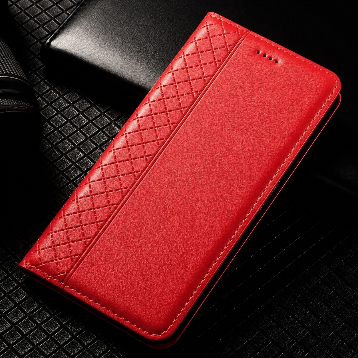 Premium iPhone Case Genuine Nappa Leather Wallet Flip Cover Card Holder Magnetic Closure Shockproof Stand Function Full Body Business Design
