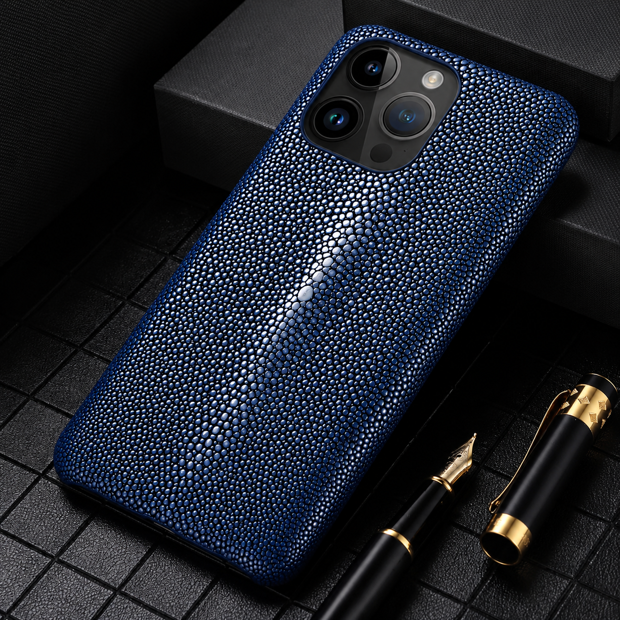 Premium iPhone Case Genuine Stingray Leather Cover Shockproof Anti Fingerprint Non Slip Grip Lightweight Durable Protective Case Luxury Design