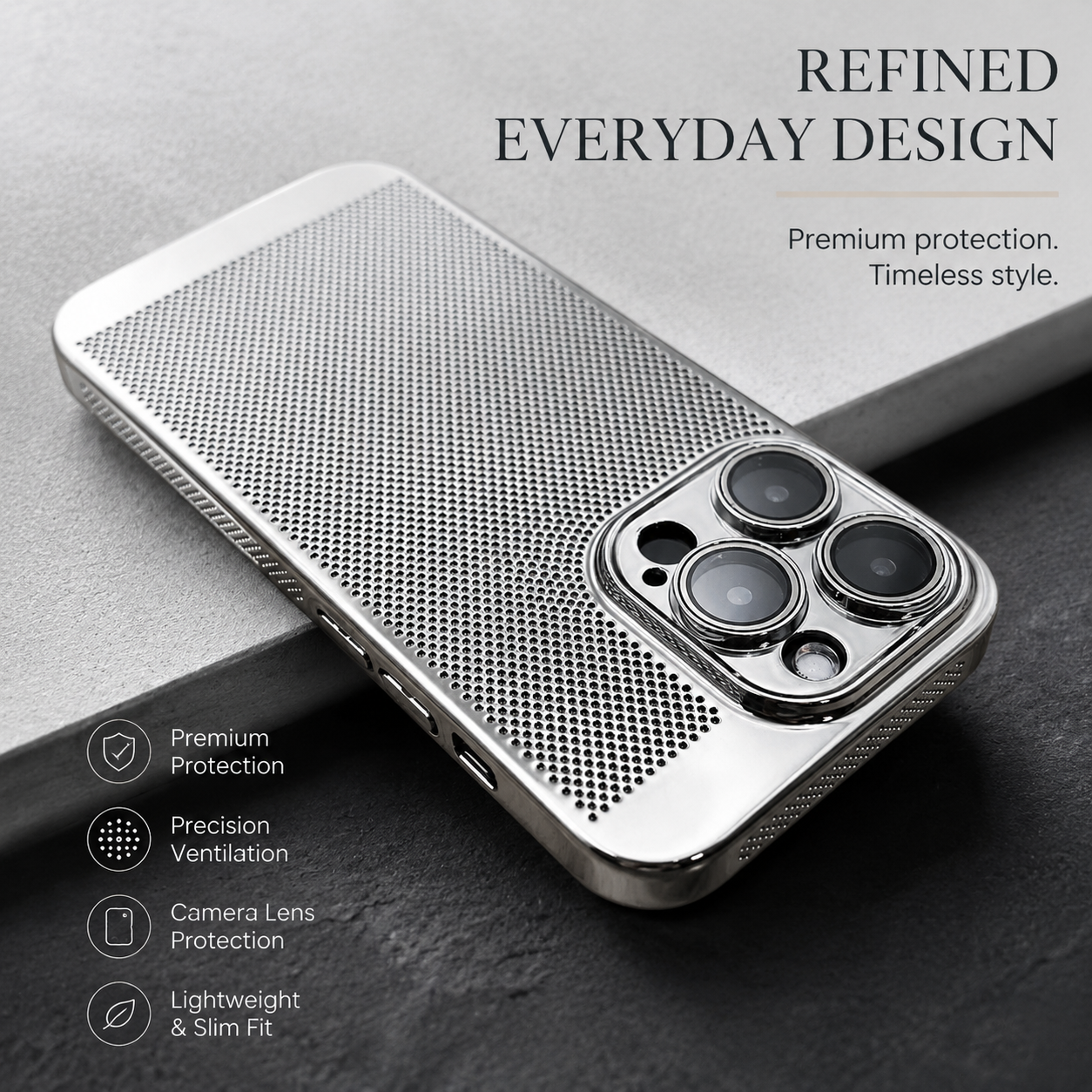 Premium iPhone Case Heat Dissipation Cooling Cover Anti Fingerprint Anti Scratch PC Shell Non Slip Lightweight Protective Design with Ventilated Airflow Structure