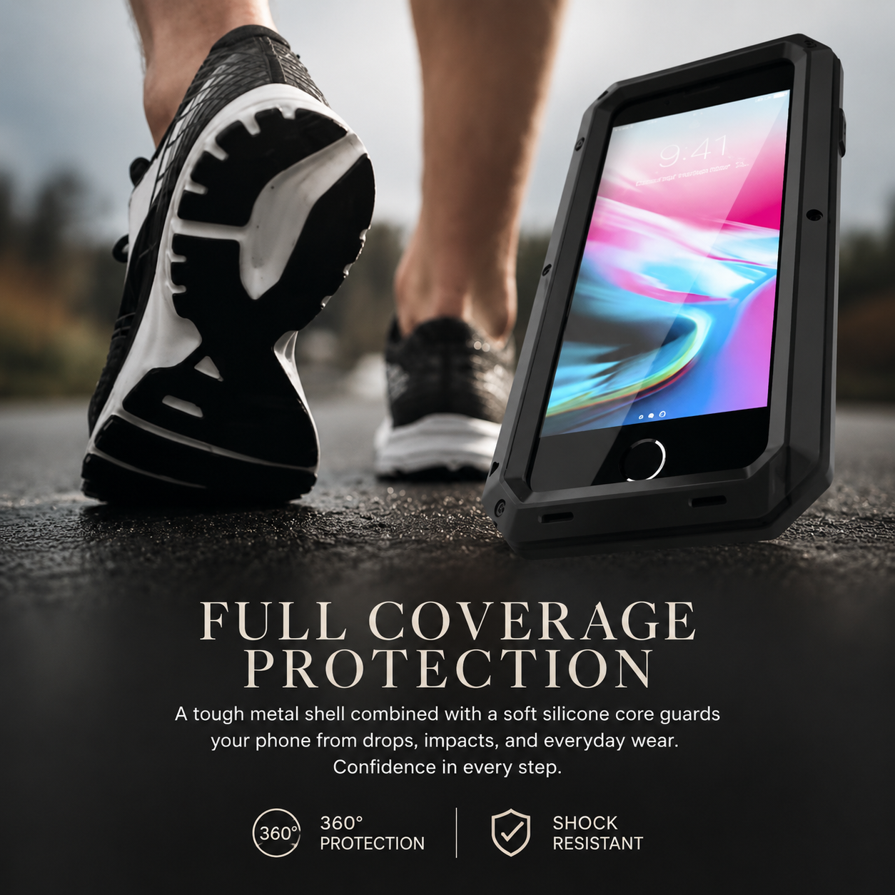 Premium iPhone Case Heavy Duty Aluminum Armor Construction with Camera Lens Protection, Dual Layer Metal TPU Build, Durable Shockproof Design