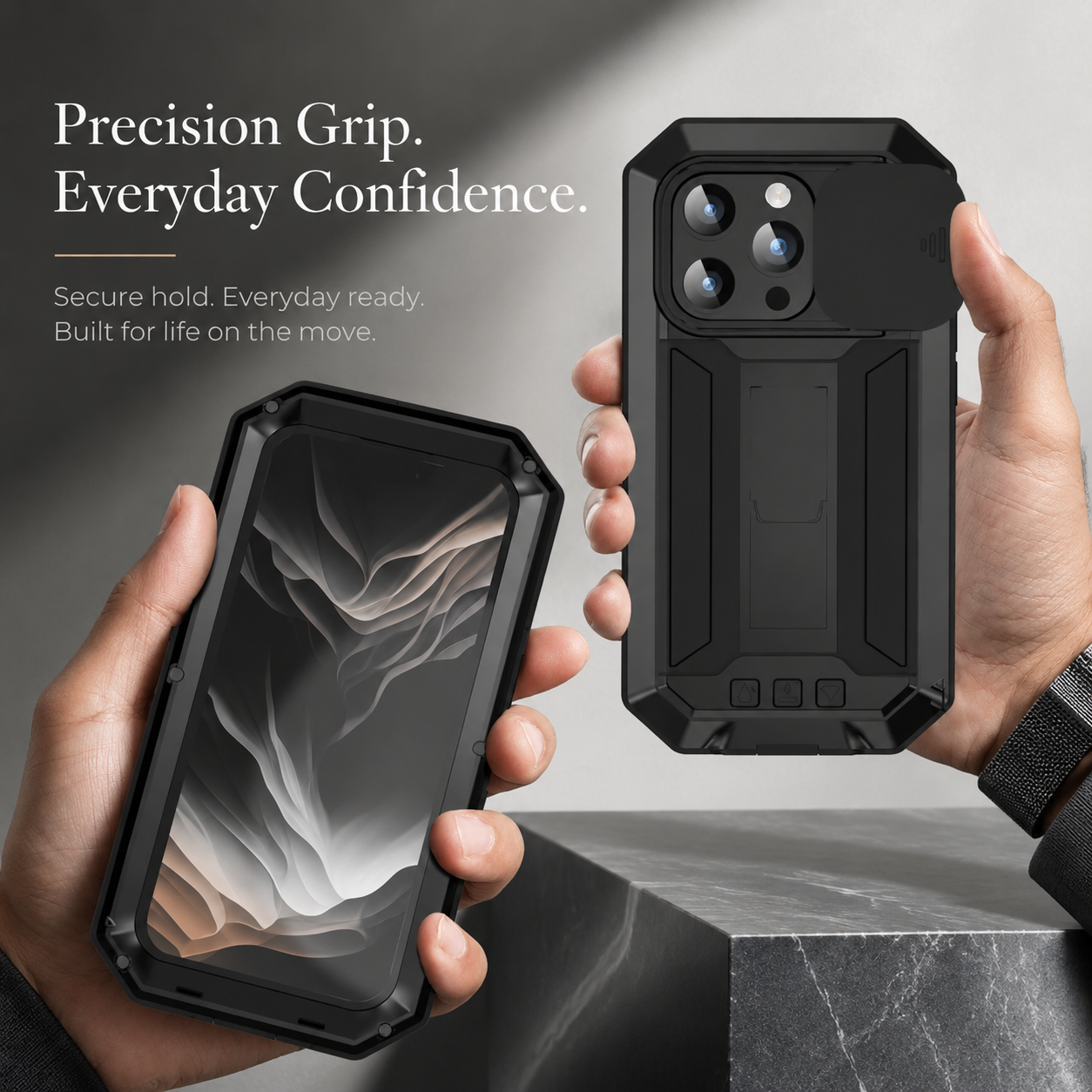 Premium iPhone Case Heavy-Duty Aluminum Metal Cover, Shockproof Protective Design with Built-In Screen Protection, Dustproof Structure and Camera Protection