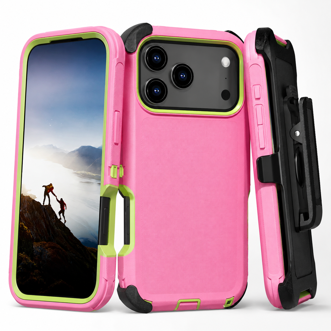 Premium iPhone Case Heavy Duty Armor Design with Camera Lens Protection, Shockproof PC TPU Construction, Belt Clip, Anti Fingerprint Non Slip Grip