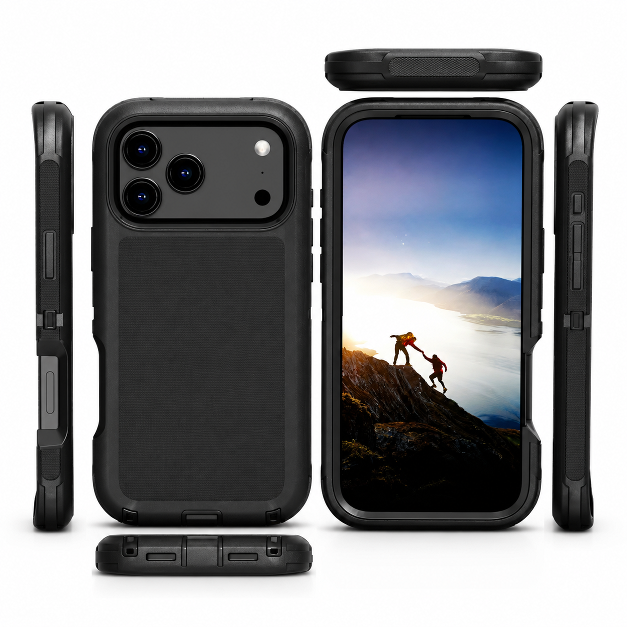 Premium iPhone Case Heavy Duty Armor Design with Camera Lens Protection, Shockproof PC TPU Construction, Belt Clip, Anti Fingerprint Non Slip Grip