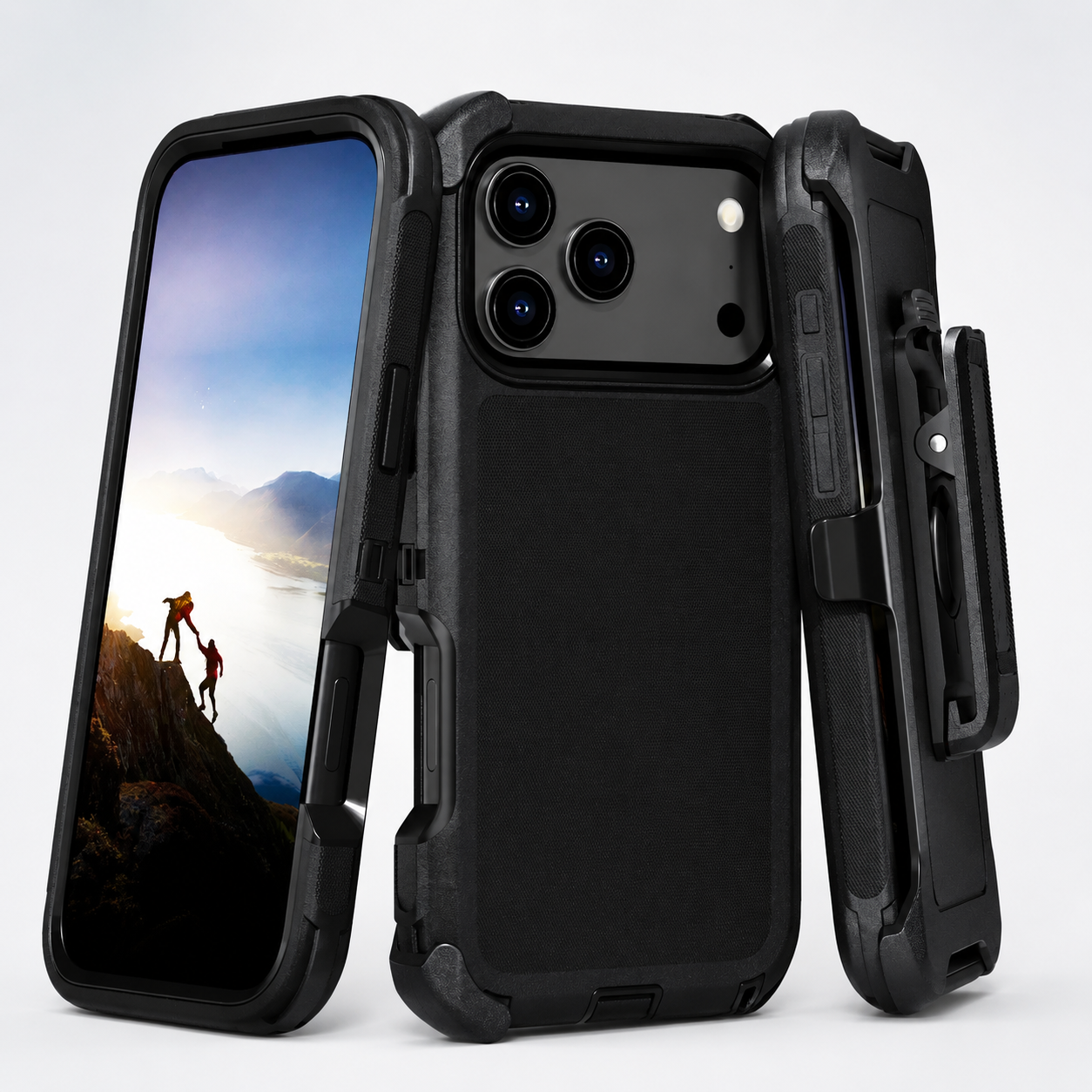 Premium iPhone Case Heavy Duty Armor Design with Camera Lens Protection, Shockproof PC TPU Construction, Belt Clip, Anti Fingerprint Non Slip Grip