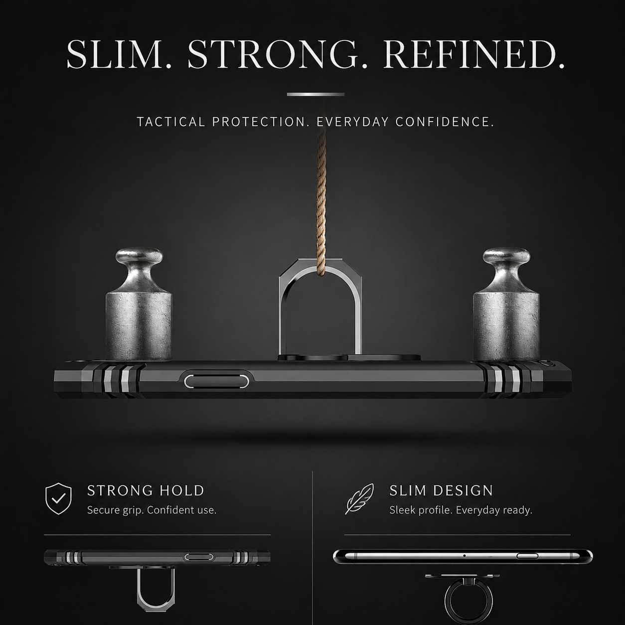 Premium iPhone Case Heavy Duty PC TPU Build with Camera Lens Protection, Metal Bracket Holder, Shock Resistant Anti Drop Structure, Non Slip Grip
