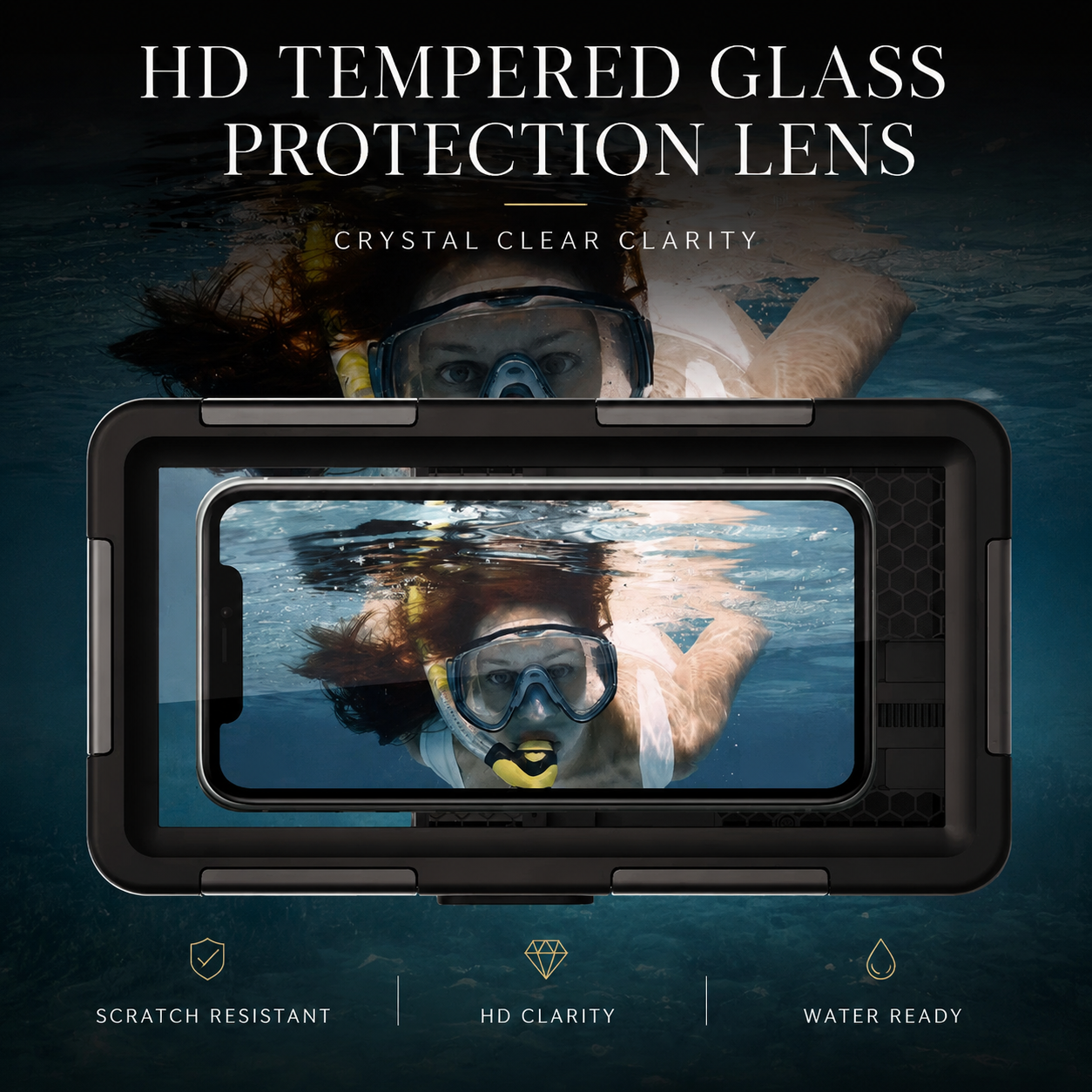 Premium iPhone Case IP68 Waterproof Diving Pouch with Camera Lens Protection, Shockproof PC TPU Construction, Underwater Photography Design
