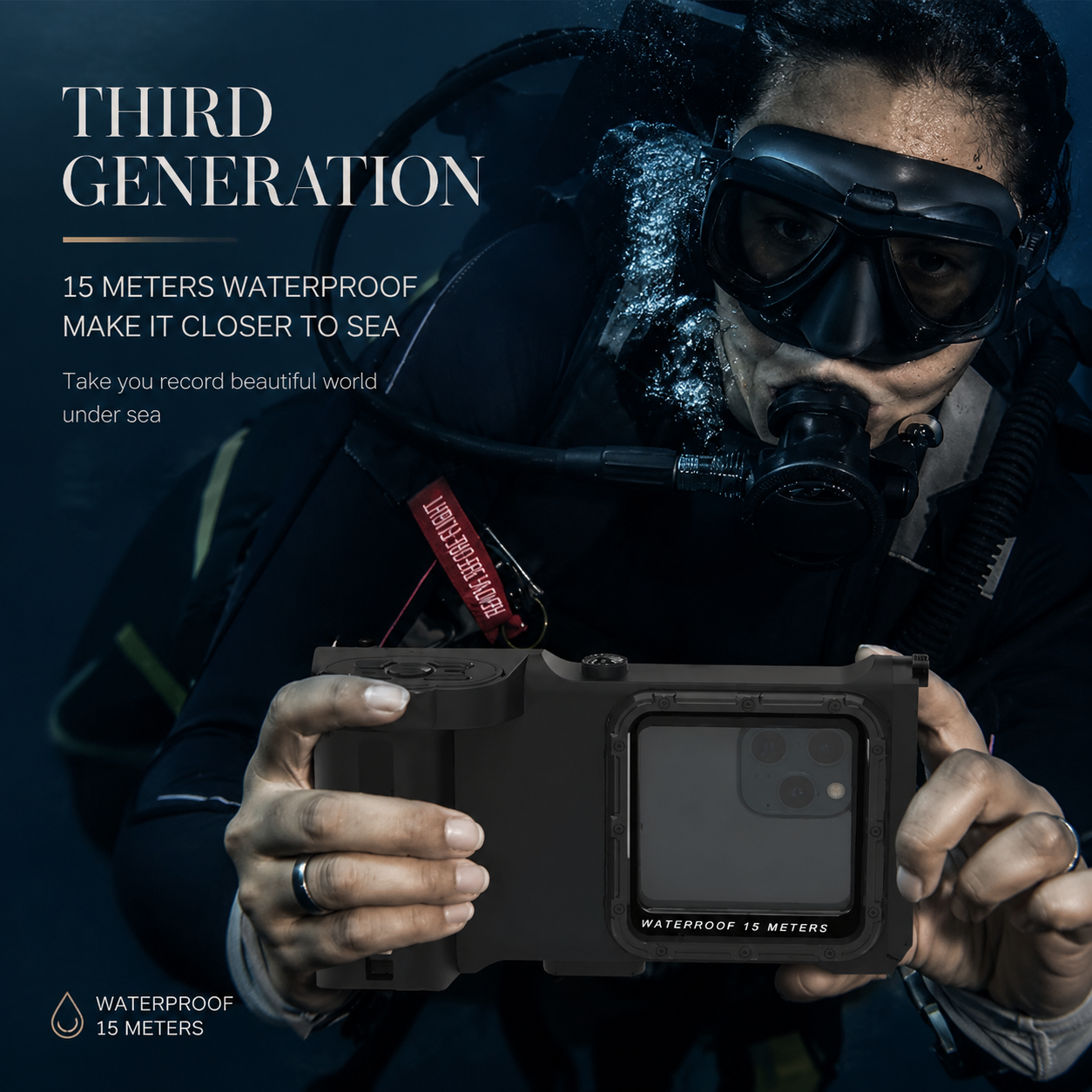 Premium iPhone Case IP68 Waterproof Diving Pouch with Camera Lens Protection, Shockproof PC TPU Construction, Underwater Photography Design