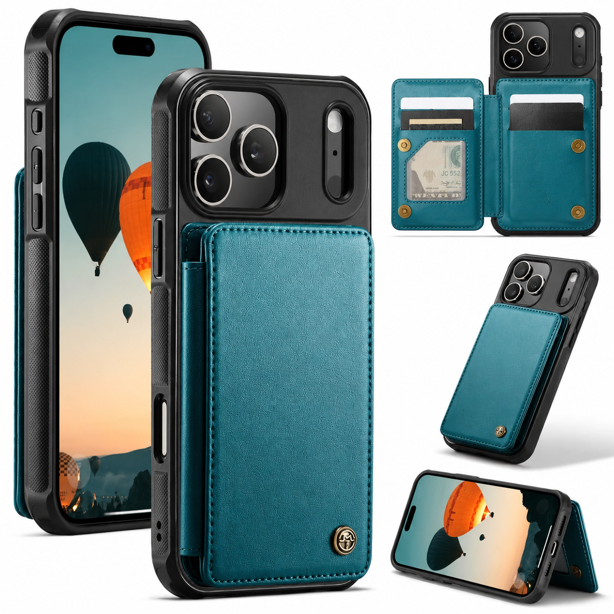 Premium iPhone Case Leather RFID Card Wallet Cover, Shockproof Protective Design with Magnetic Closure, Anti-Fingerprint Finish and Non-Slip Grip