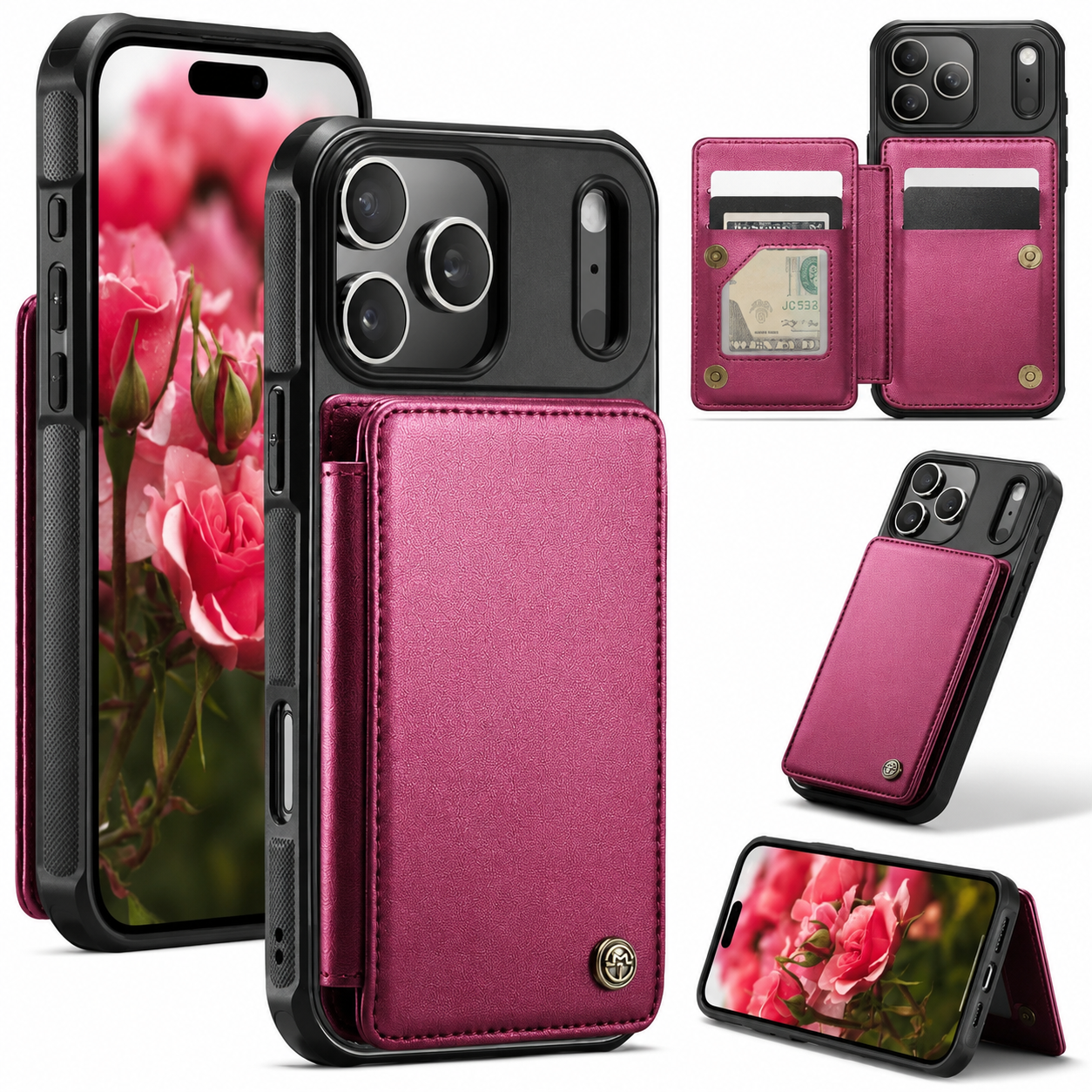 Premium iPhone Case Leather RFID Card Wallet Cover, Shockproof Protective Design with Magnetic Closure, Anti-Fingerprint Finish and Non-Slip Grip