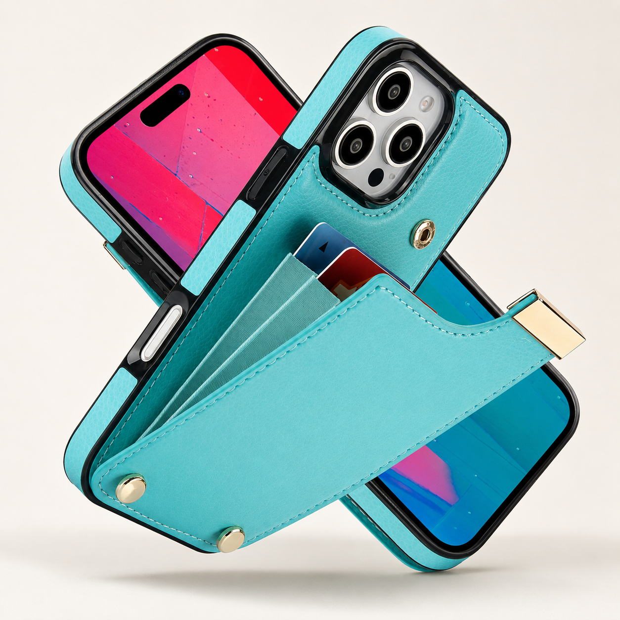 Premium iPhone Case Leather Wallet Flip Cover Card Holder Secure Pocket Camera Lens Protection Magnetic Closure Shockproof Slim Design