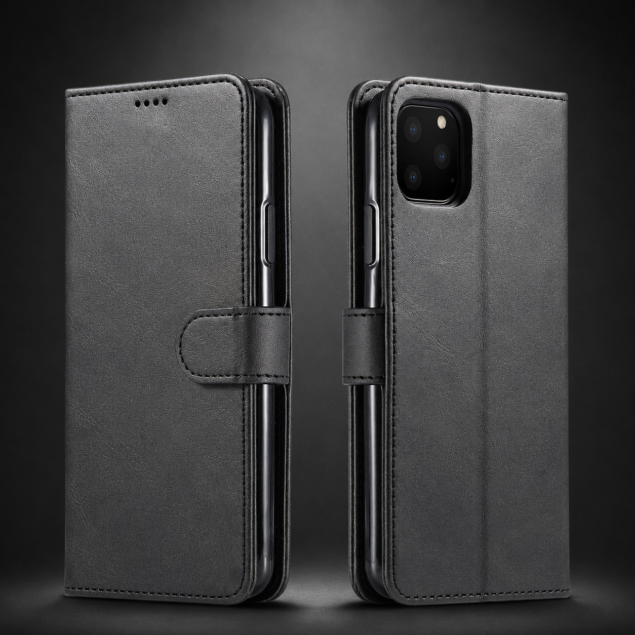 Premium iPhone Case Leather Wallet Flip Cover Card Slot Camera Lens Protection Magnetic Closure Shockproof Full Body Slim Design