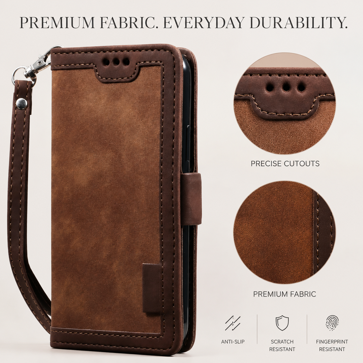 Premium iPhone Case Leather Wallet Flip Cover Card Slots Magnetic Closure Shockproof Stand Function Full Body Protection Slim Elegant Business Style