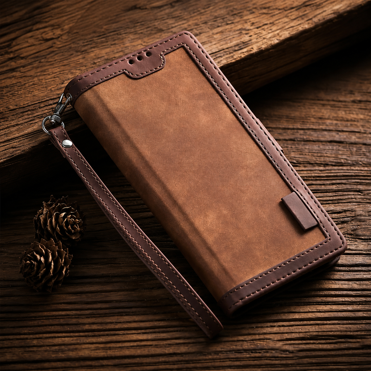 Premium iPhone Case Leather Wallet Flip Cover Card Slots Magnetic Closure Shockproof Stand Function Full Body Protection Slim Elegant Business Style