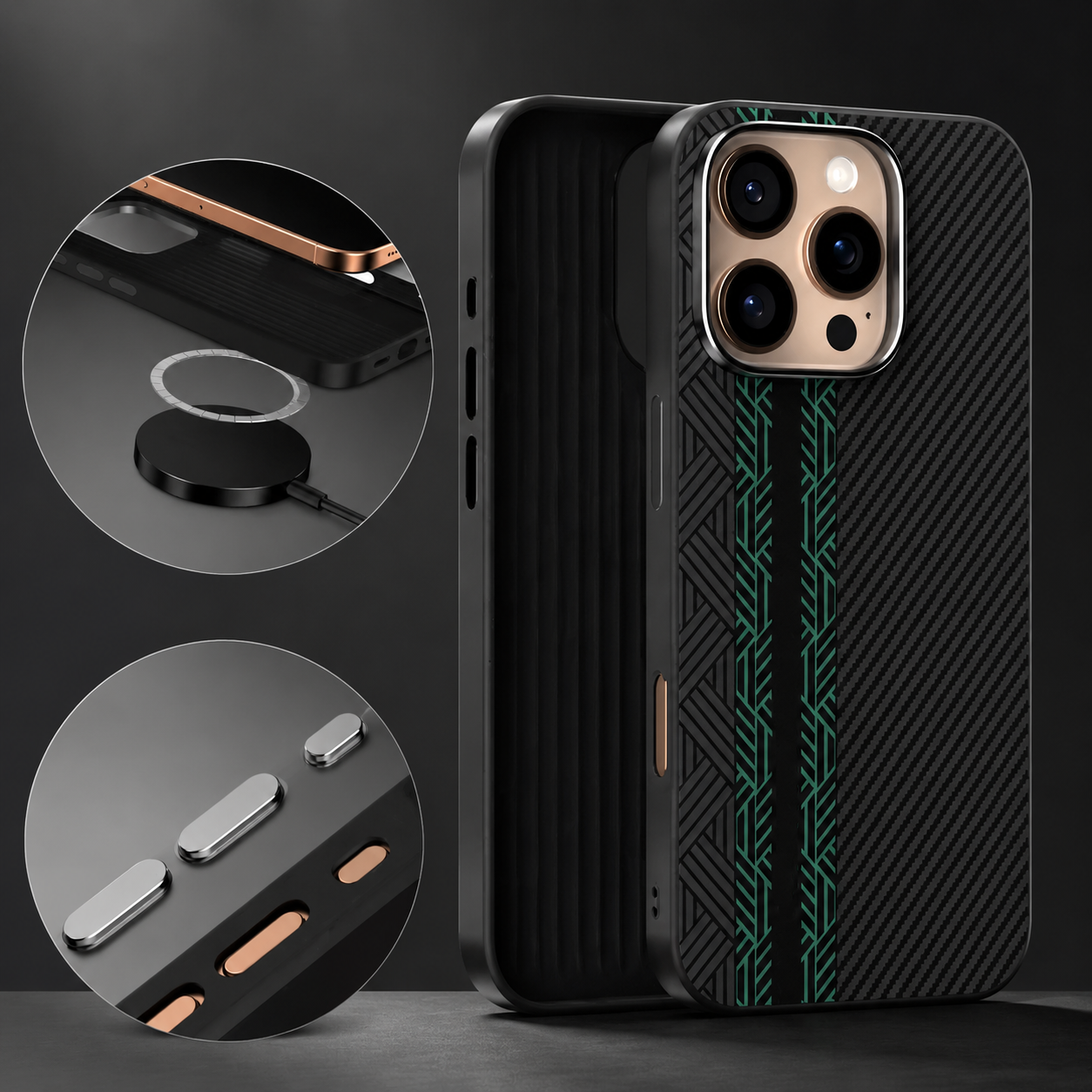 Premium iPhone Case MagSafe Compatible 3D Embossed Design with Camera Lens Protection, Shockproof Dual Layer Construction, Ultra Slim Matte Finish