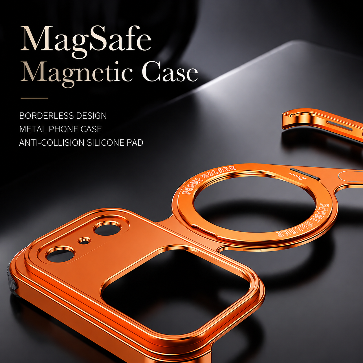 Premium iPhone Case MagSafe Compatible Aluminum Alloy Z Shape Frameless Magnetic Cover Metal Shockproof Anti Scratch Slim Minimal Edge Protection
