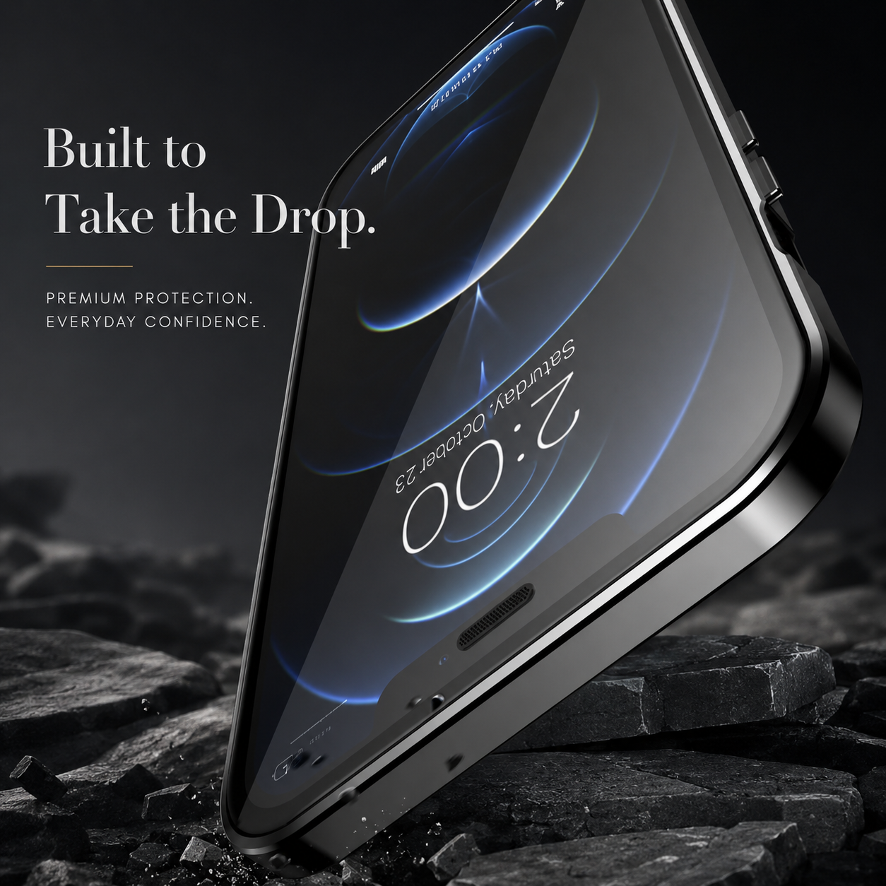 Premium iPhone Case MagSafe Compatible Aluminum Frame Tempered Glass Full Body Protective Cover Camera Lens Protection Shockproof Transparent Design