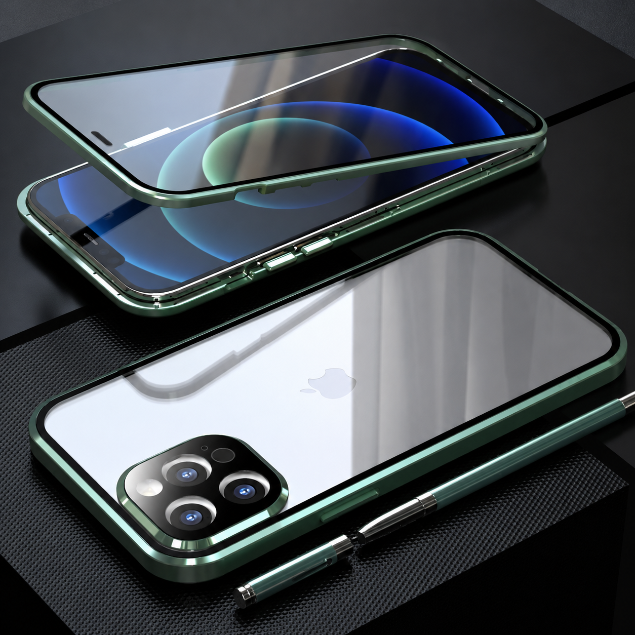 Premium iPhone Case MagSafe Compatible Aluminum Frame Tempered Glass Protective Cover 360 Full Body Shockproof Transparent Design Camera Lens Protection