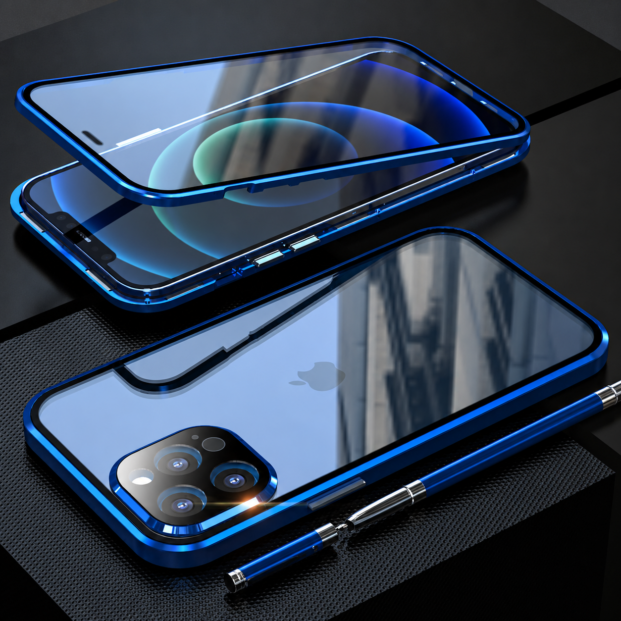 Premium iPhone Case MagSafe Compatible Aluminum Frame Tempered Glass Protective Cover 360 Full Body Shockproof Transparent Design Camera Lens Protection
