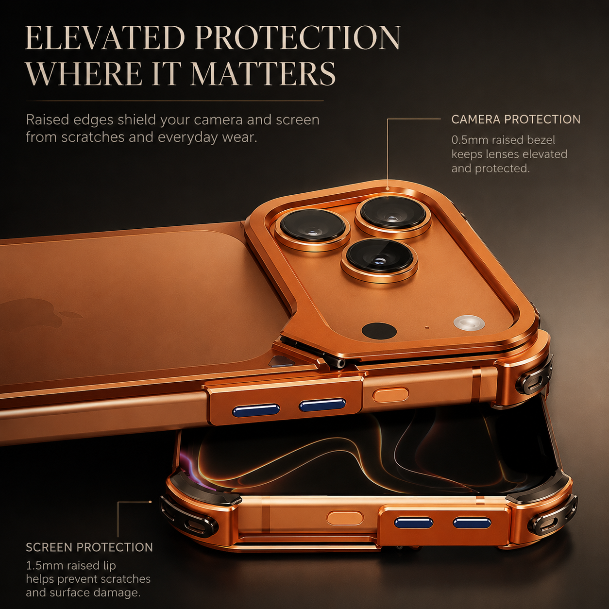 Premium iPhone Case MagSafe Compatible Aluminum Frame with Camera Lens Protection, Slim Drop Protection, Secure Grip, Lightweight Design and Shockproof Build