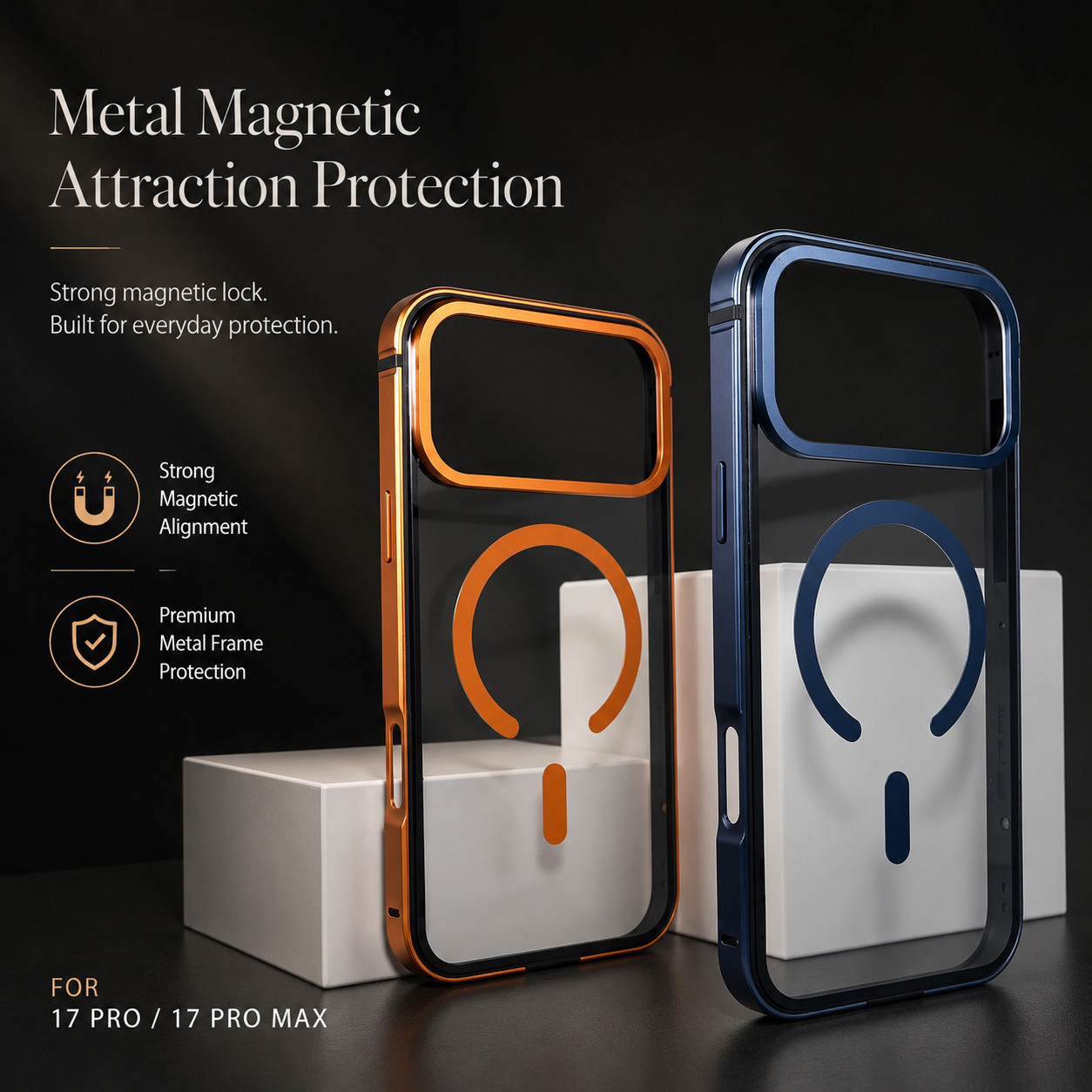 Premium iPhone Case MagSafe Compatible Aluminum Frame with HD Acrylic Back, Camera Lens Protection, Secure Grip, Shockproof Build and Scratch Resistant Design
