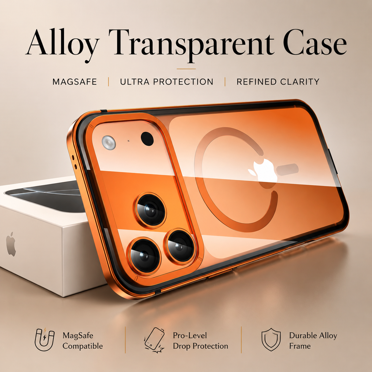 Premium iPhone Case MagSafe Compatible Aluminum Frame with HD Acrylic Back, Camera Lens Protection, Secure Grip, Shockproof Build and Scratch Resistant Design