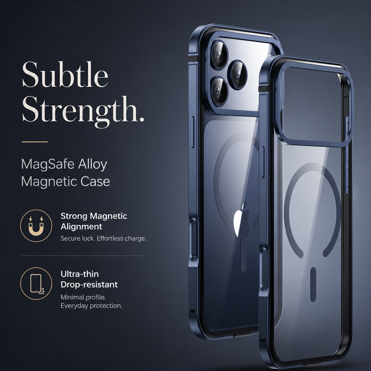 Premium iPhone Case MagSafe Compatible Aluminum Frame with HD Acrylic Back, Camera Lens Protection, Secure Grip, Shockproof Build and Scratch Resistant Design