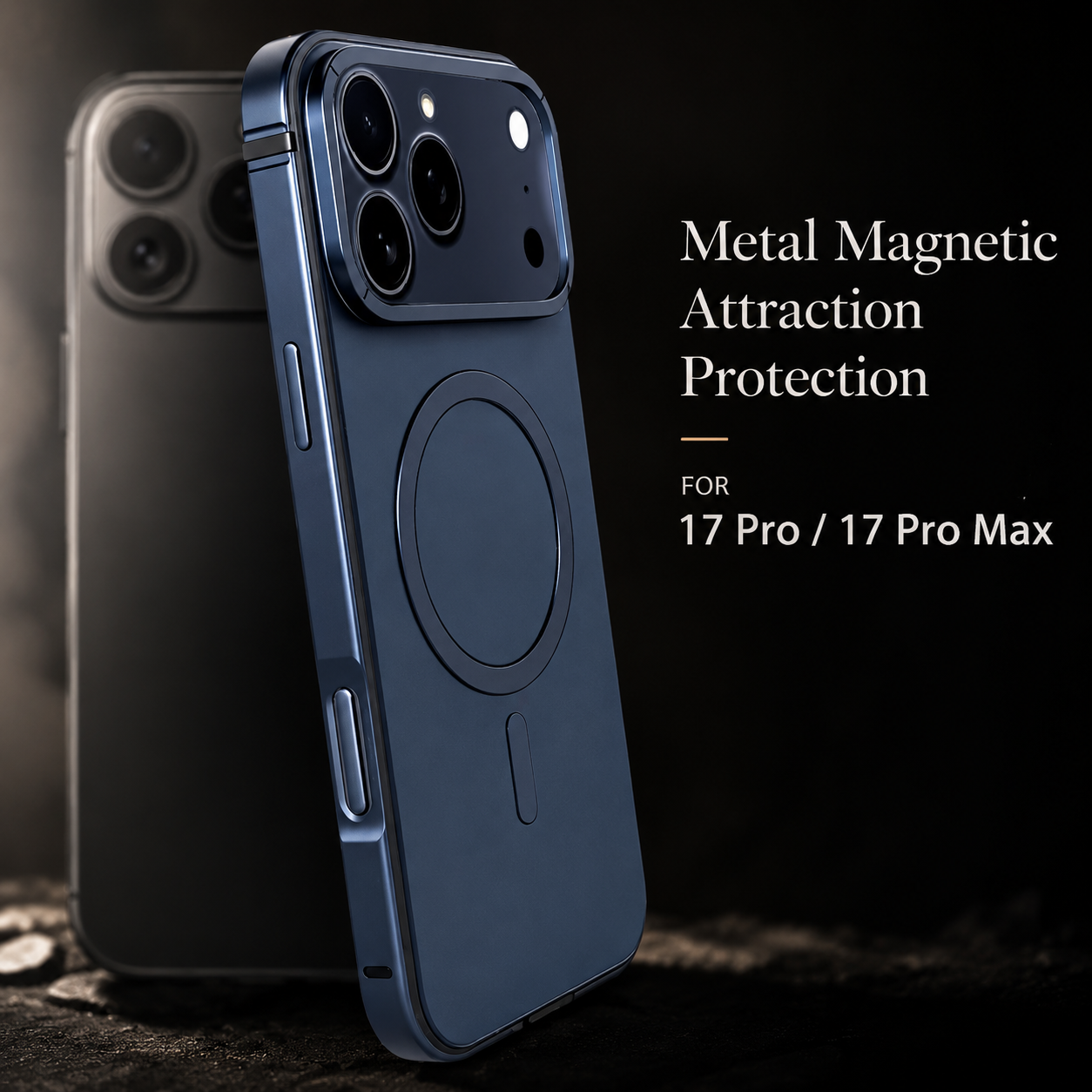 Premium iPhone Case MagSafe Compatible Aluminum Magnetic Frame with Frosted PC Back, Shockproof Design, Camera Lens Protection, Secure Grip and Durable Build