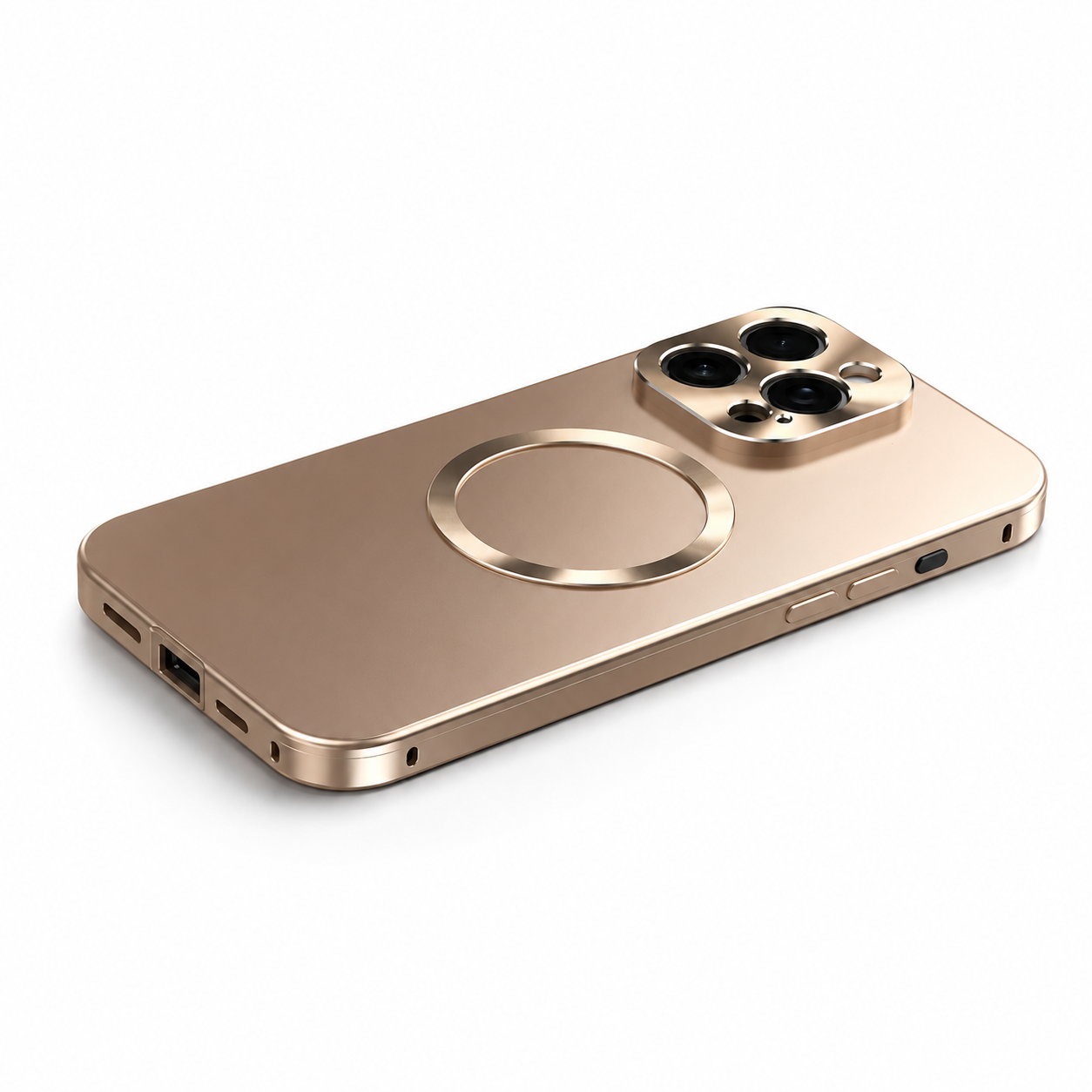 Premium iPhone Case MagSafe Compatible Aluminum Magnetic Frame with Frosted PC Back, Shockproof Design, Camera Lens Protection, Secure Grip and Durable Build