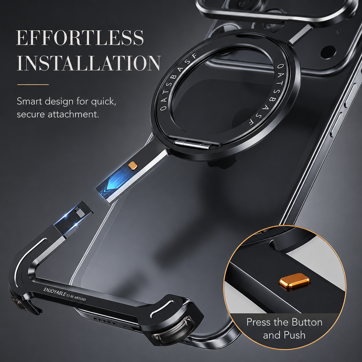 Premium iPhone Case MagSafe Compatible Aluminum Magnetic Protective Cover 360° Rotating Ring Stand Camera Lens Protection Shockproof Frameless Design