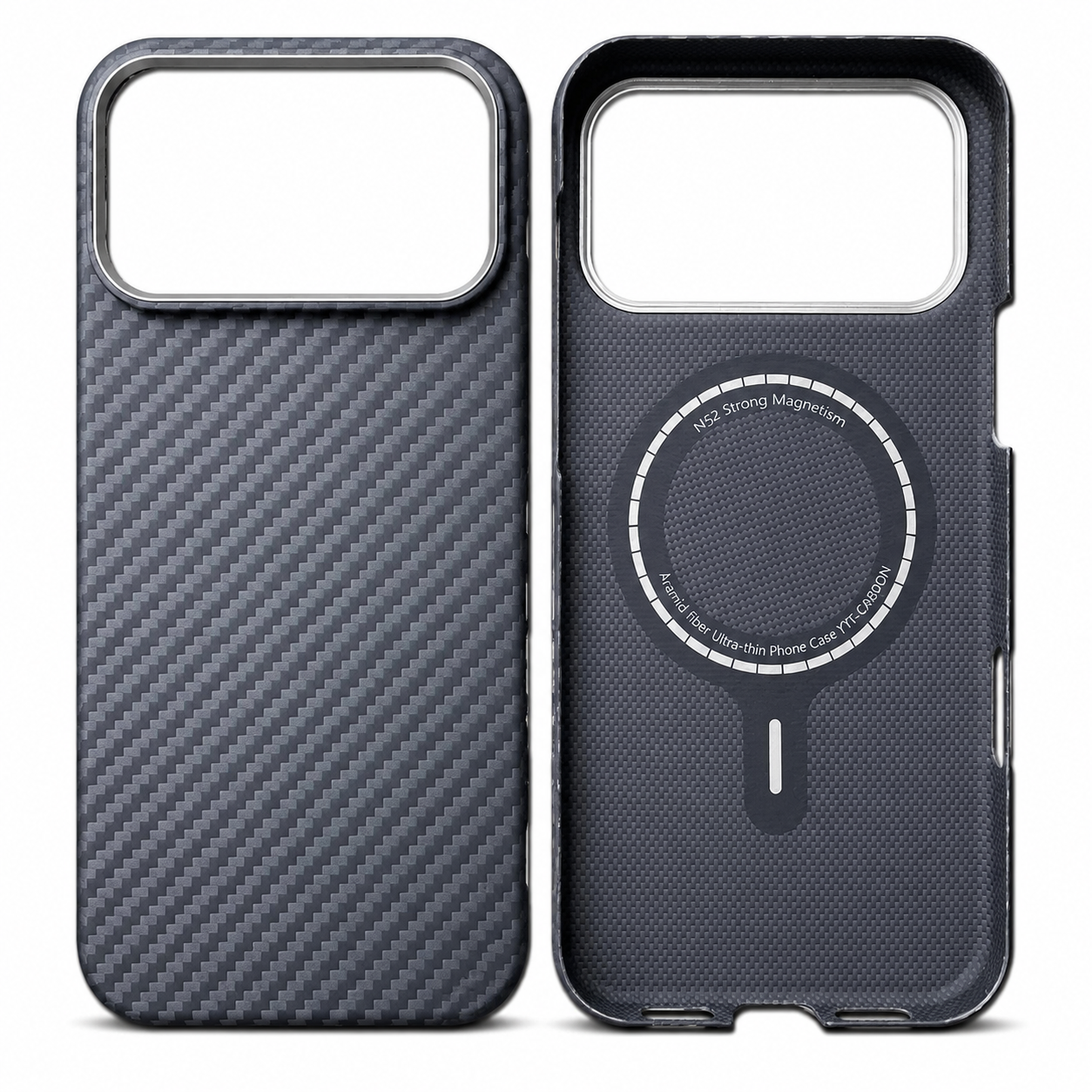 Premium iPhone Case MagSafe Compatible Aramid Carbon Fiber Cover Alloy Camera Protection Shockproof Anti Scratch Non Slip Grip Slim Durable Design