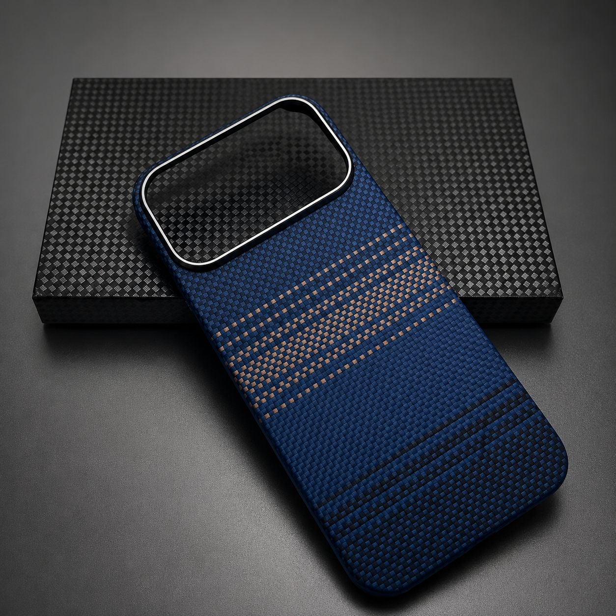Premium iPhone Case MagSafe Compatible Aramid Carbon Fiber Ultra Lightweight Half Wrapped Protective Cover Scratch Resistant Slim Minimal Design