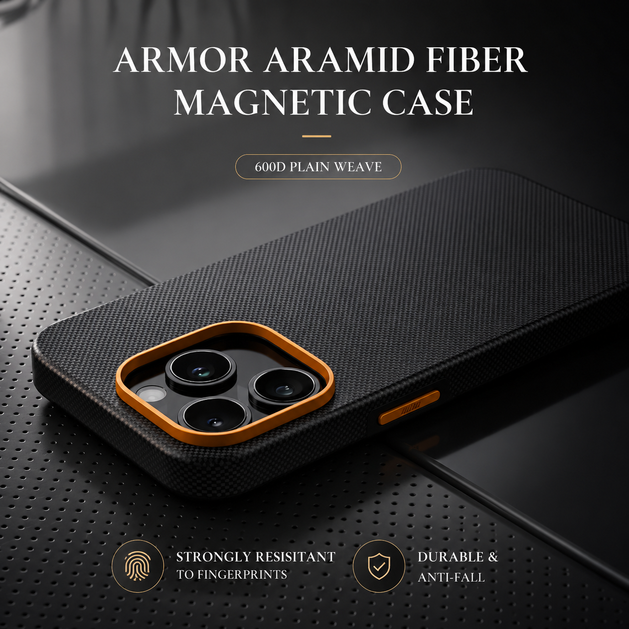 Premium iPhone Case MagSafe Compatible Aramid Fiber Cover Camera Lens Protection Shockproof Anti Fingerprint Anti Scratch Magnetic Half Wrapped Slim Design