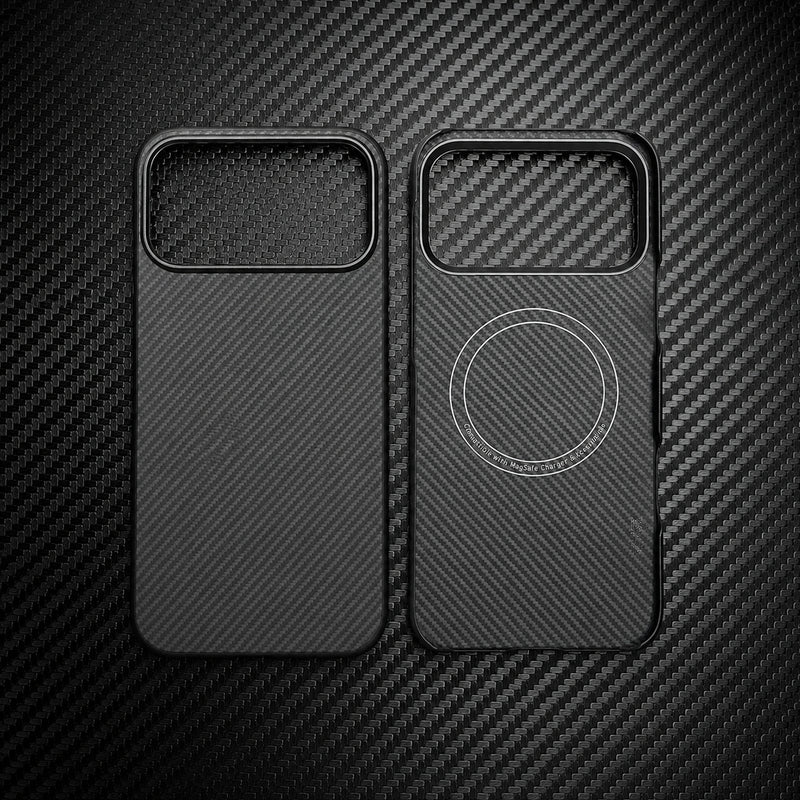 Premium iPhone Case MagSafe Compatible Aramid Fiber Cover Camera Lens Protection Ultra Lightweight Carbon Texture Shockproof Half Wrapped Design
